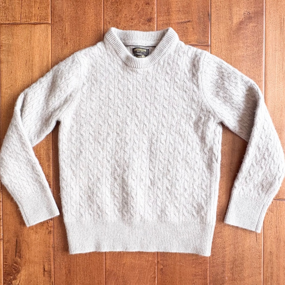 Gutteridge Boys Wool/Cashmere Cable Knit Sweater Size M‎ Gray Italian